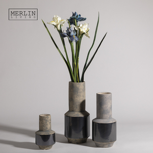 Merlin Living antico fiore vaso nero Beige cilindro per la casa artigianale in ceramica e porcellana Fleurs Keramik <span class=keywords><strong>Antik</strong></span> - Product Image 6
