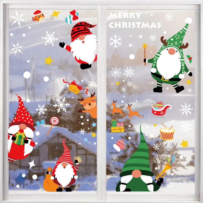 Christmas Window Stickers Xmas Holiday Santa Window Decals Clings for Glass Window