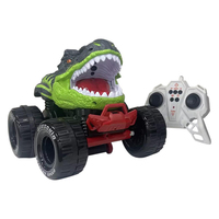 Coche de Acrobacias RC de Dinosaurio Personalizado con Pulverizador, Movimiento de Cabeza, Derrape, Giro, Luz y Música - Plástico Ecológico, Eléctrico para Niños, Listo para Usar, 10-20m