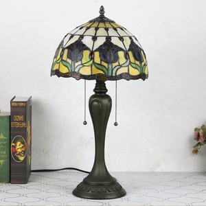 Longhuijing Wholesale 12-Inch Baroque Dome Stained Glass Tiffany Style LED <b>Table</b> <b>Lamp</b> with Resin <b>Base</b> Simple & Flexible Design - Product Image 6