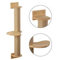 Vente en gros de haute qualité en bois massif étagère murale à griffoir pour chat hamac mural arbre à chat cadre d'escalade mural
