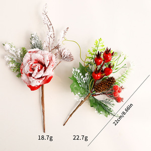 Gran oferta transfronteriza, agujas de pino artificiales, ramas de bayas, adorno navideño, ramo de flores decorativas, fruta al por mayor - Product Image 4