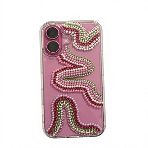เคสโทรศัพท์ทำมือปักครอสติชประดับลูกปัดแก้วลายดอกไม้สีชมพู รูปทรงอื่นๆ ของขวัญ - Product Image 1