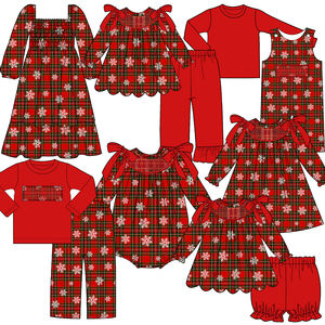 Set Due Pezzi Personalizzabile Maxine per Bambina, Abbigliamento Casual Autunnale, Manica Corta in Spandex/Cotone con Motivo Smock e Bordo Smerlato - Product Image 1