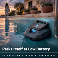 Nettoyeur de piscine électrique automatique pour piscines hors sol 120 m² Robot de nettoyage extérieur sans fil Moteur sans balais Nettoyage des bords