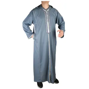 Abito da uomo musulmano ricamato stile cappelli marocchini Ikaf ricamato caftano Djellaba Jubbah abbigliamento islamico per regalo Eid Ramadan