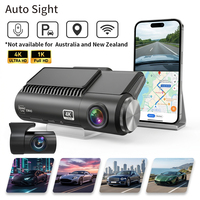 Caméra de tableau de bord double objectif 4K avant/arrière avec vision nocturne, enregistrement en boucle, WiFi, GPS et protection de stationnement