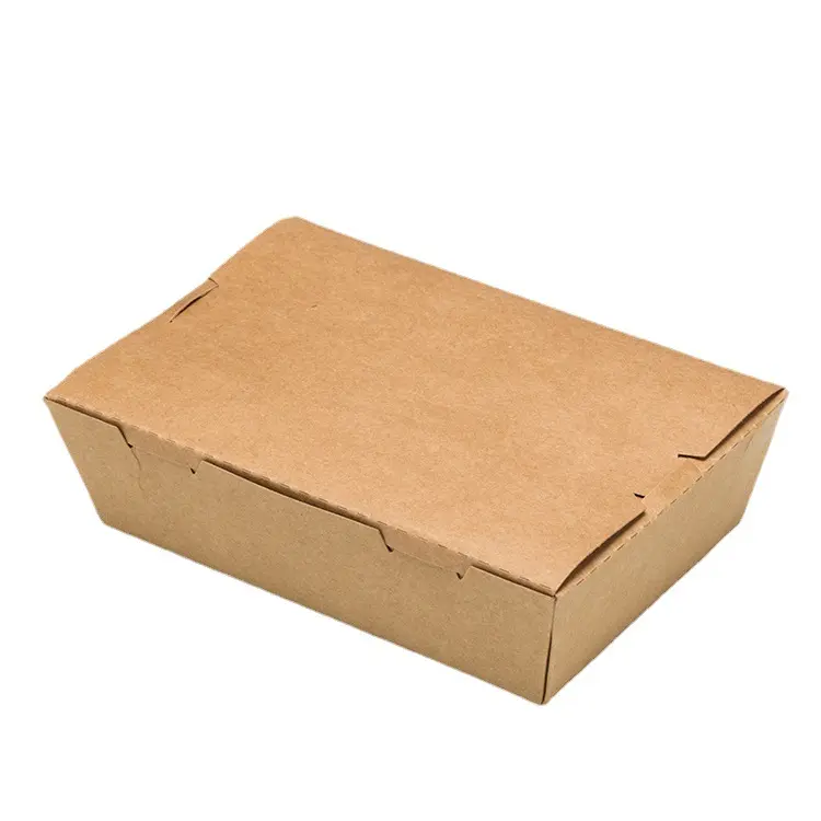 Scatola da pranzo in carta kraft personalizzata all'ingrosso a buon prezzo 500ml scatola per alimenti kraft cinese confezione sfusa scatola da asporto in carta kraft da 200 pezzi