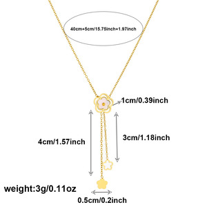 Stylish Hollow Flower Gold Plated White Shell Pendant Stainless Steel Necklace For Daily Wear Gift - Product Image 4