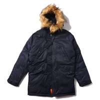 Manteau long d'hiver N3B pour homme, grande taille, épais, avec capuche, chaud, tactique, style bomber, vert, parka coréenne épaisse, veste noire