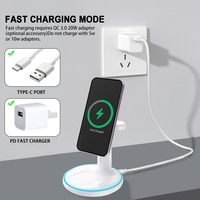 Station de charge de bureau avec chargeur sans fil 3 en 1 15W pour téléphones, montres connectées et écouteurs, avec veilleuse et indicateur LED