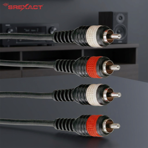 Câble audio-vidéo professionnel SREXACT 2m RCA à paire torsadée, blindage spiralé rouge et blanc, gaine PVC nickelée, cuivre nu - Product Image 2