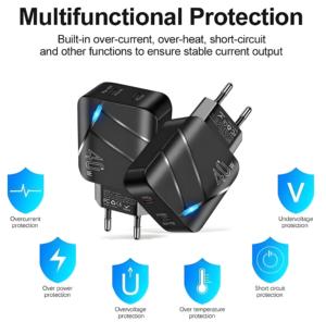 อะแดปเตอร์ชาร์จเร็วพอร์ตคู่ PD40W และ USB-C PD20W สำหรับ iPhone