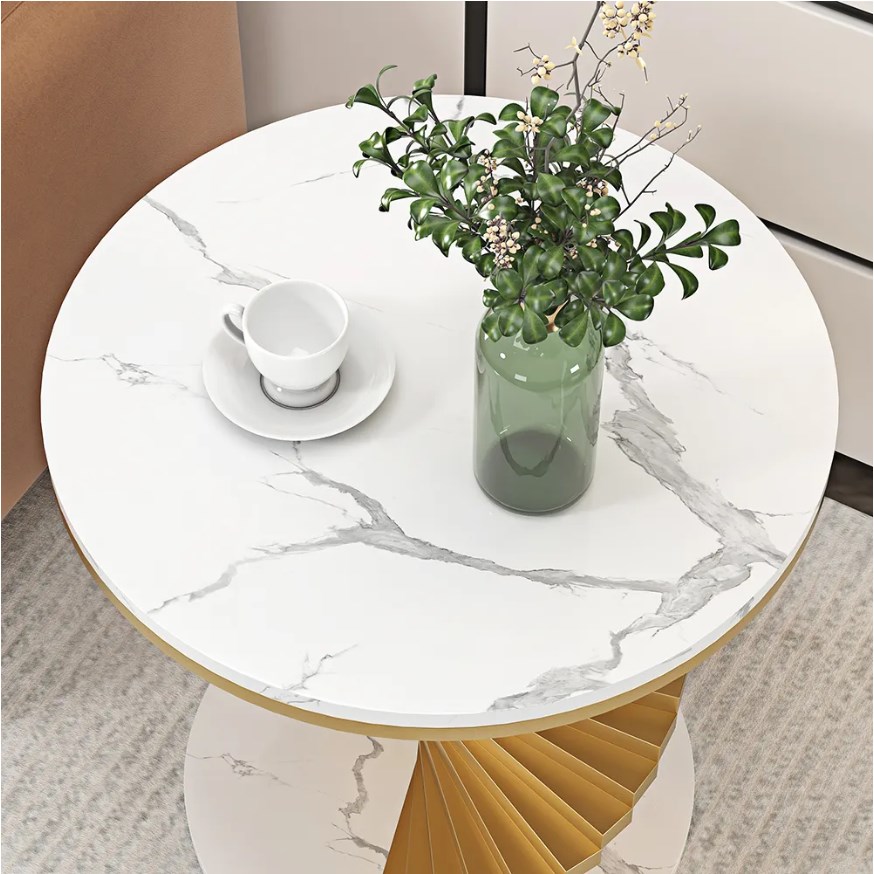 sofa table indoor furniture white round metal side table with faux marble tabletop end table