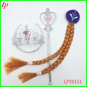 Children's Princess Crown Scepter Wig <b>Braid</b> Set Frozen Elsa Style Three Piece Costume Accessory LPT0111 - Product Image 4