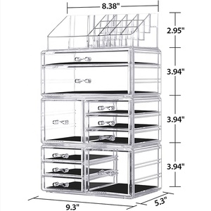 cosmetic makeup storage box with 10 Drawers and Makeup Organizer Acrylic Cosmetic makeup Storage case Drawers 4 Piece