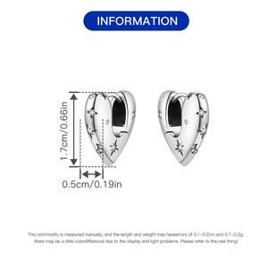 Nuevos pendientes de latón blanco con textura de estrella, luna y corazón, de gran venta a precio de fábrica, exclusivamente para mujeres. - Product Image 5