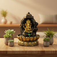 Fontaine d'eau LED Ganesha en résine moderne, design ballon vibrant, taille personnalisable, finition peinte pour table, maison, bureau, salon