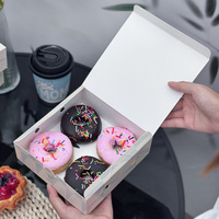 Boîtes à donuts en papier kraft écologiques, boîte en carton pour pâtisserie avec logo personnalisé, conteneur en papier pour pâtisserie, biscuits, desserts
