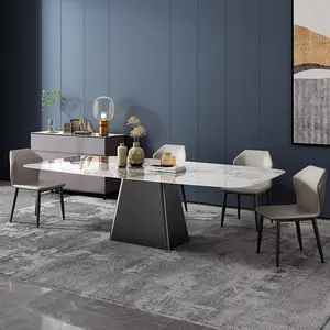High ende 2.2 meter lange luxus Home möbel grau metall bein import keramik esstisch und stuhl set 10 sitzer esstisch