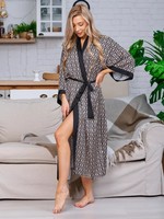 Pijama de seda de hielo fresco con estampado de letras de lujo para mujer, cárdigan de manga corta, bata informal para mujer, ropa de casa, bata de noche