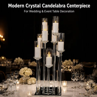 Centre de table carré en verre cristal pour événements de mariage, chandelier en verre, vente en gros
