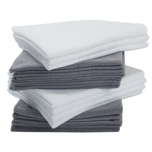 Quick-dry clean room car kitchen rags 80%polyester+20%polymide white microfiber cleaning cloth
