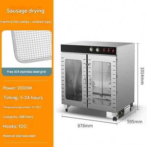 เครื่องอบแห้งอาหารขนาดใหญ่ คุณภาพสูง พร้อมฟังก์ชั่นรมควันแบบมืออาชีพ สำหรับทำเบคอน เนื้อวัว เนื้อหมู ไส้กรอก ควบคุมอุณหภูมิและตั้งเวลาได้ - Product Image 6