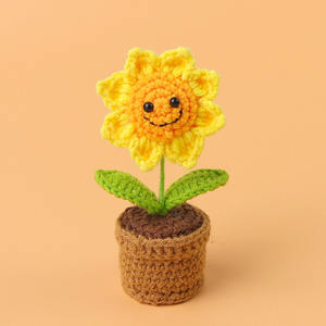 Tournesols et tulipes au crochet faits à la main, <span class=keywords><strong>mini</strong></span>-plante <span class=keywords><strong>en</strong></span> <span class=keywords><strong>pot</strong></span>, décoration d'intérieur, cadeaux pour la Saint-Valentin, Noël, fleur au crochet, <span class=keywords><strong>tournesol</strong></span> - Product Image 2