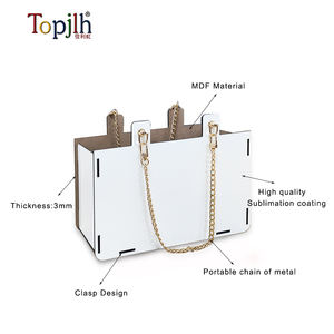 Topjlh personalizzato <span class=keywords><strong>fai</strong></span> <span class=keywords><strong>da</strong></span> te Logo borsa in legno Shopping Tote Bag sublimazione bianco MDF a catena lunga Tote Bag - Product Image 5