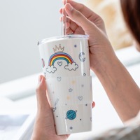 Mug en céramique créatif avec couvercle MSH, tasse à café en céramique pour femme, pour le bureau
