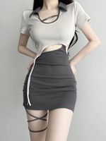 Robe moulante courte à effet gainant pour femme, avec taille cintrée, style robe enveloppante amincissante et séduisante