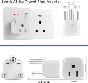 Zuid-Afrika Reisstekkeradapter 3-polig, veilig geaard, VS naar elk type <span class=keywords><strong>M</strong></span> voor landen zoals Botswana, Nepal, Pakistan, Namibië - Product Image 4