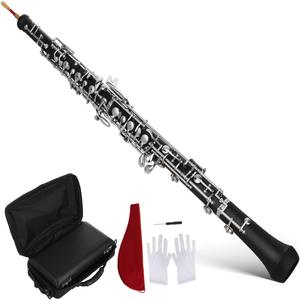 <span class=keywords><strong>Oboe</strong></span> <span class=keywords><strong>de</strong></span> 22 llaves en Do, semiautomático, con llaves plateadas niqueladas, para interpretación, nivel principiante, examen, <span class=keywords><strong>instrumento</strong></span> <span class=keywords><strong>de</strong></span> <span class=keywords><strong>viento</strong></span> <span class=keywords><strong>de</strong></span> madera, color negro. - Product Image 1