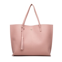 Sac fourre-tout d'été en PU pour femme, style coréen, avec pompons, grande capacité