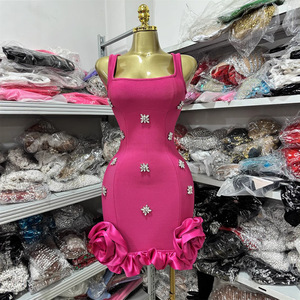 strapless open back dress SSYS Cindy Lou Tweed Jumper Dress In Pink