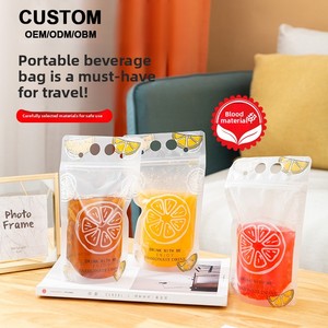 Customized Freezable Juice Translucent Reclosable Stand up Zipper Plastic <strong>Pouches</strong> Cold Hot <strong>Drink</strong> Bags for Adults &amp; Kids OEM - Product Image 1