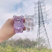 Support de téléphone et tablette pliable en résine 3D en forme d'ours scintillant, durable, pour bureau