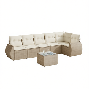 Ensemble de canapés de jardin en rotin 6 places, mobilier d'extérieur avec structure en acier thermolaqué, design contemporain - Product Image 1