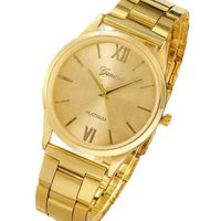 Ensemble de bijoux pour femmes, 4 pièces, montre dorée, cadran romain, montre-bracelet à quartz, bracelet en cristal, bague, coffret cadeau pour femmes