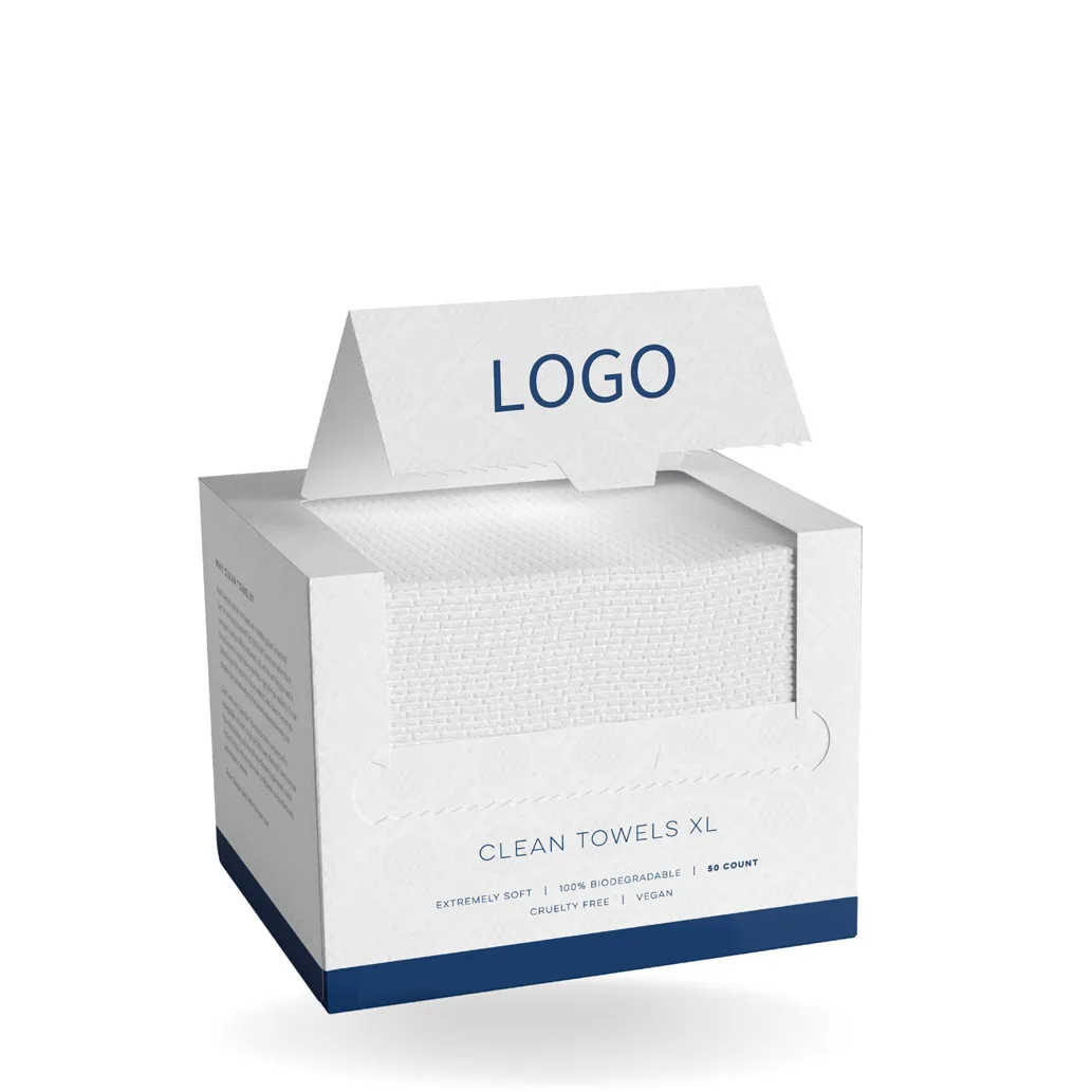 Toallas faciales desechables de caja de papel de maquillaje sanitario orgánico biodegradable cuadrado personalizado OEM