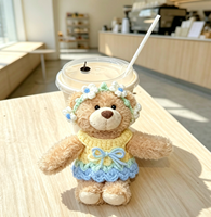 Décoration de tasse à café en peluche sur le thème floral de printemps, robe en crochet faite à la main amovible et bandeau fleuri