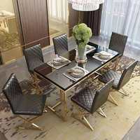 Table à manger de ménage en marbre d'acier inoxydable, combinaison moderne et simple de table et de chaise de 1.8