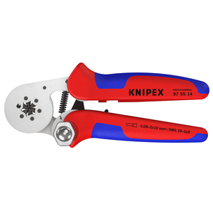 KNIPEX 97 55 14 Pince à sertir pour embouts (ferrules), avec réglage automatique pour sertissage latéral avec poignées - Product Image 1