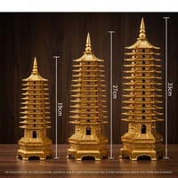 Statue de la Tour Wenchang à 9 Niveaux en Laiton Massif, Style Traditionnel Antique, Feng Shui, Religieuse, Pagode, Décoration de Bureau pour l'Éducation et la Chance