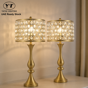 Lampe de table en cristal doré de luxe, ampoule E27, trois couleurs, lampe de chevet pour chambre à coucher, hôtel, salon, lumière décorative de chevet - Product Image 1