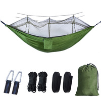 Hamac de voyage tout temps pour l'extérieur avec moustiquaire, pliable, léger, en nylon, pour une personne, accessoires complets, capacité 200 kg