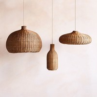 Neuer Artikel Gewebter Rattan-Lampen schirm Umwelt freundliche Rattan-Decken leuchte Böhmische Pendel leuchte für Wohn-und Restaurant dekor