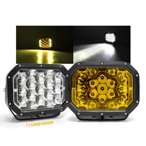 Lampu sorot Led 7 inci 1400m 13000LM Kombo, lampu sorot Led 4X4 Offroad, truk traktor Forklift, lampu berkendara kabut Led kotak