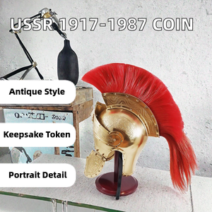 Casco de Centurión Romano Medieval Portátil con Pluma Roja, Hecho a Mano, de Hierro Plateado, Accesorio Histórico para Disfraces, Regalo de Halloween - Product Image 2